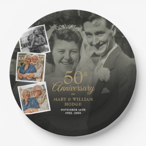 50th Wedding Anniversary 5 Photo Collage Paper Plates