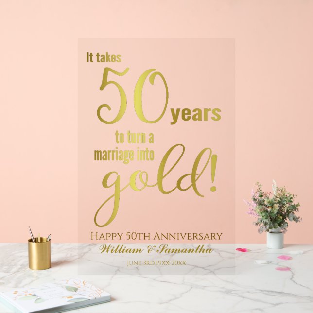 50th Wedding Anniversary  Acrylic Sign (Wedding)