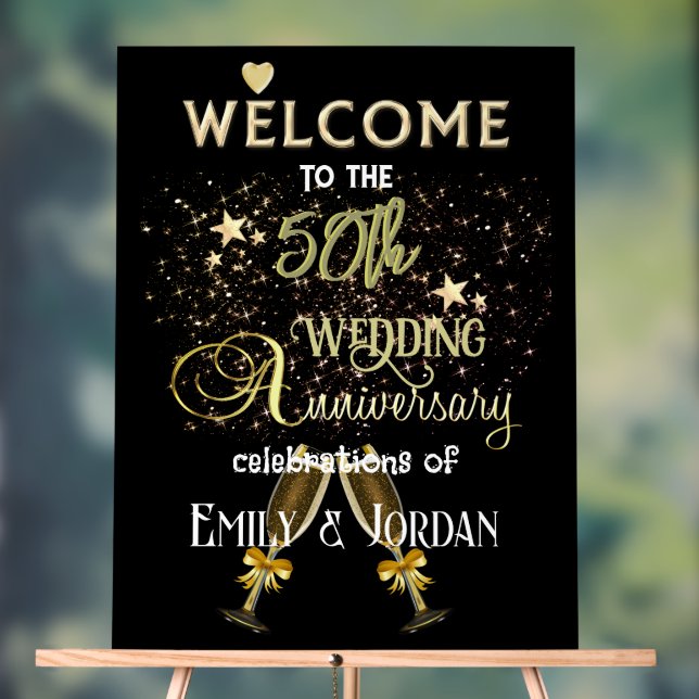 50th Wedding Anniversary Acrylic Welcome Sign (Neutral)