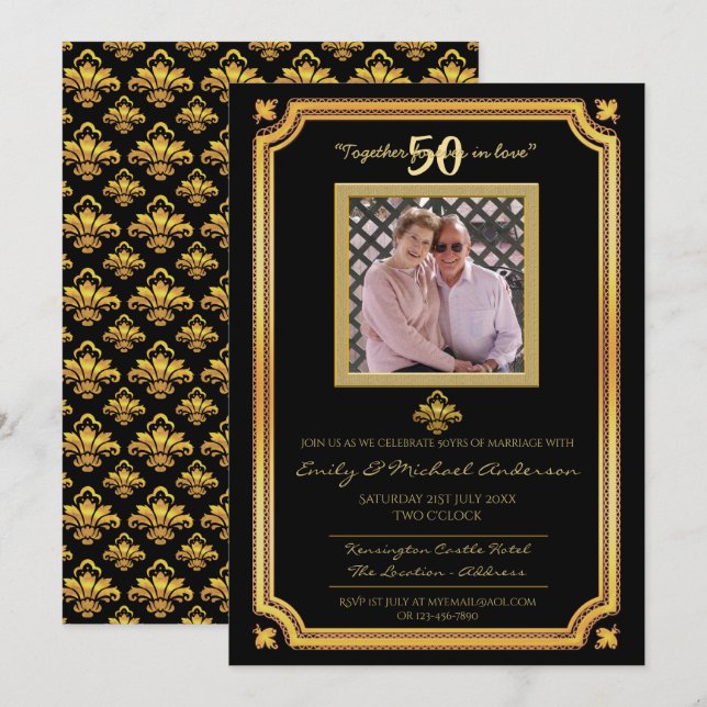 50th Wedding Anniversary - ADD PHOTO Invitations 4 (Front/Back)