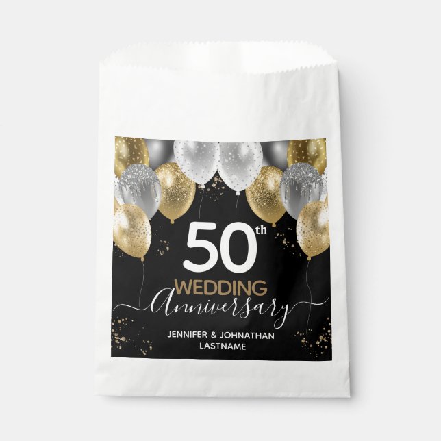 50th Wedding Anniversary Balloons Favor Bags (Front)