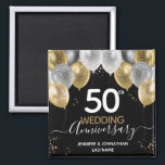 50th Wedding Anniversary Balloons Magnet<br><div class="desc">Elegant Faux gold balloons border with shimmering confetti highlights on the top border. All text is adjustable and easy to change for your own party needs. Great elegant 50th anniversary template design.</div>