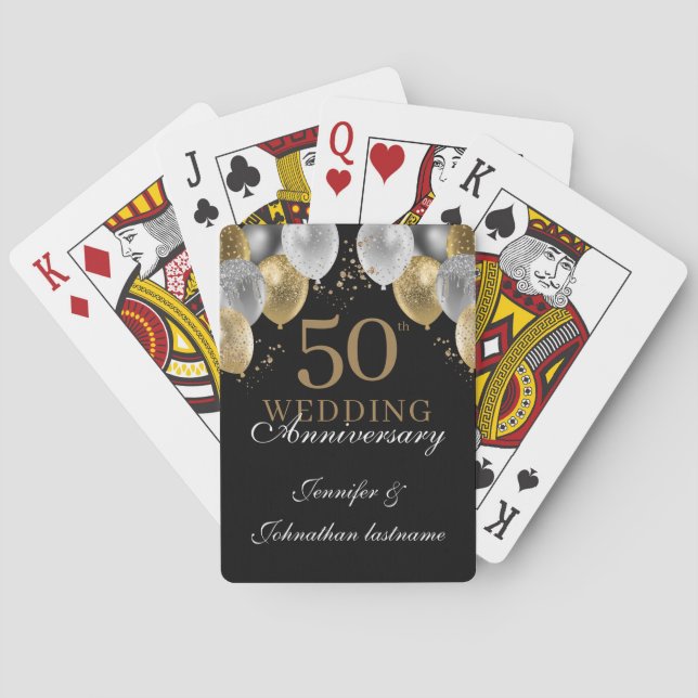 50th Wedding Anniversary Balloons Poker Cards (Back)