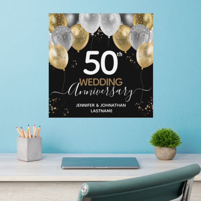 50th Wedding Anniversary Balloons Wall Decal (Home Office 2)