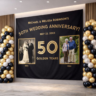 50th Wedding Anniversary Banner - Golden Years Pho Tapestry