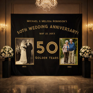 50th Wedding Anniversary Banner - Golden Years Tapestry