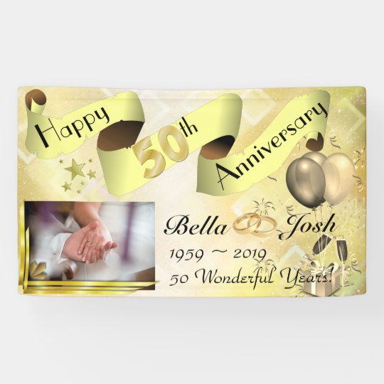 50th Wedding Anniversary Banner With Photo | Zazzle.com