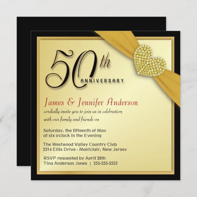50th Wedding Anniversary - Bargain Invitations (Front/Back)