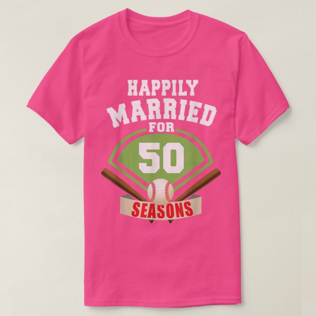 50th Wedding Anniversary  Baseball Couple  T-Shirt (Design Front)