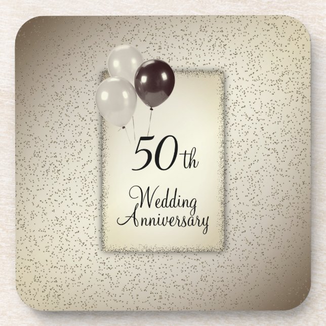 50th Wedding Anniversary Beverage Coaster (Front)