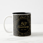 50th Wedding Anniversary Black And Gold Hearts Two-Tone Coffee Mug<br><div class="desc">Featuring delicate golden hearts. Personalize it with your special 50th golden anniversary details in chic gold lettering. Designed by Thisisnotme©</div>