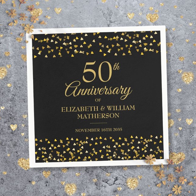 50th Wedding Anniversary Black And Gold Napkins (50th Wedding Anniversary Black And Gold Napkins)