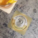 50th wedding anniversary black and gold stone coaster<br><div class="desc">50th wedding anniversary black and gold elegant gold and white modern,  customizable Anniversary design. Easily customize your names and years of your Anniversary.</div>