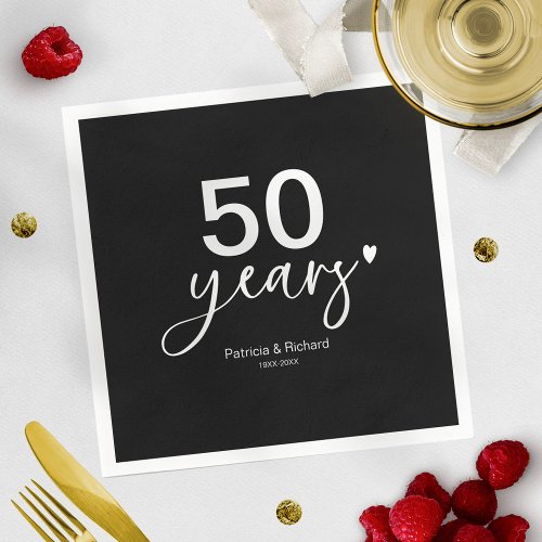 50th Wedding Anniversary Black And White  Napkins
