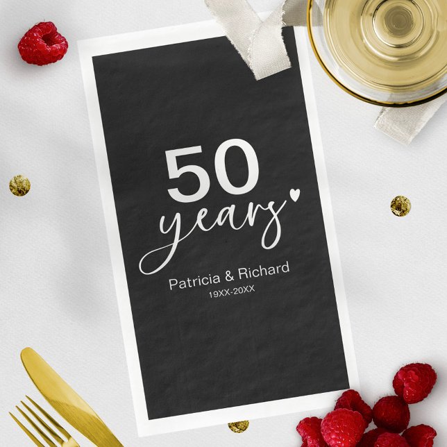 50th Wedding Anniversary Black And White  Paper Guest Towels (Creator Uploaded)