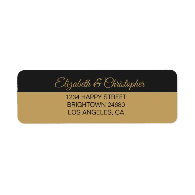 50th Wedding Anniversary Black Gold Address Label (Front)