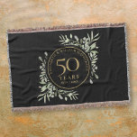 50th Wedding Anniversary Black Gold Greenery Leaf Throw Blanket<br><div class="desc">Featuring delicate soft watercolor country garden greenery,  this chic botanical 50th wedding anniversary throw blanket can be personalized with your special golden anniversary details in elegant gold typography on a black background. Designed by Thisisnotme©</div>