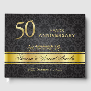 50th Wedding Anniversary Black Gold Guest Book