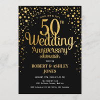 50th Wedding Anniversary - Black & Gold