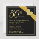 50th Wedding Anniversary Black Gold Invitations at Zazzle