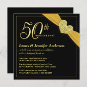 50th Wedding Anniversary Black Gold Invitations (Front/Back)