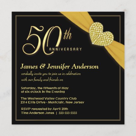 50th Wedding Anniversary Black Gold Invitations