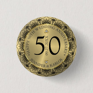 50th wedding anniversary black lace & gold button