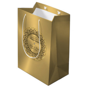 50th Wedding Anniversary BlackMandala On Gold Medium Gift Bag