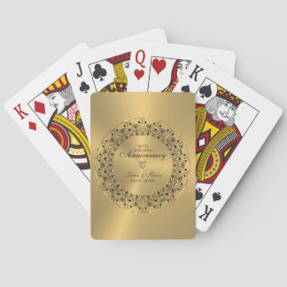 50th Wedding Anniversary BlackMandala On Gold Poker Cards