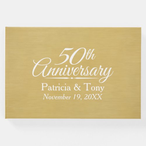 50th Wedding Anniversary _ brushed gold background Guest Book