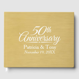 50th Wedding Anniversary - brushed gold background Guest Book