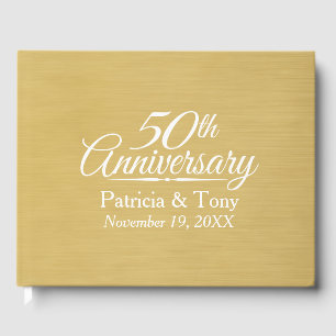 50th Wedding Anniversary - brushed gold background Guest Book