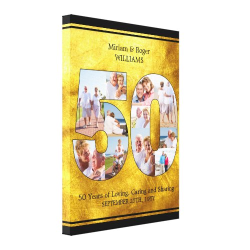 50th Wedding Anniversary Brushed Gold Multi Photo