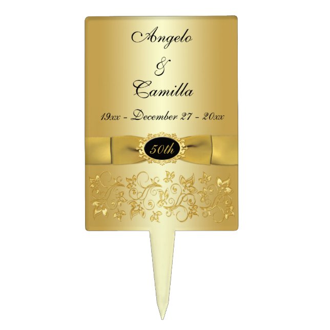 50th Wedding Anniversary Cake Topper Pick (Front)