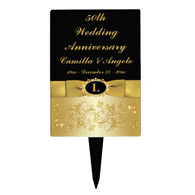 50th Wedding Anniversary Cake Topper Pick (Front)