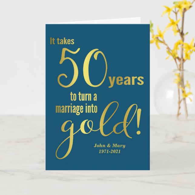 50th Wedding Anniversary Card (Yellow Flower)