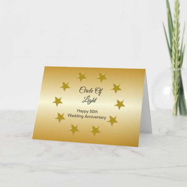 50th Wedding Anniversary Card Gold Stars (Front)