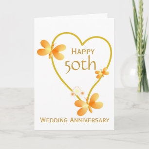 50th Wedding Anniversary Card Heart And Butterfly