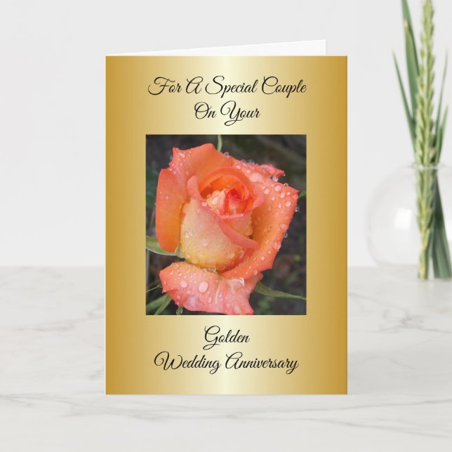 50th Wedding Anniversary Card Orange Rose (Front)