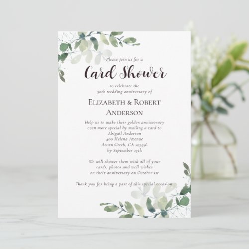 50th Wedding Anniversary Card Shower Invitation
