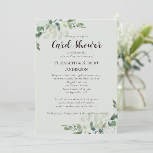 50th Wedding Anniversary Card Shower Invitation