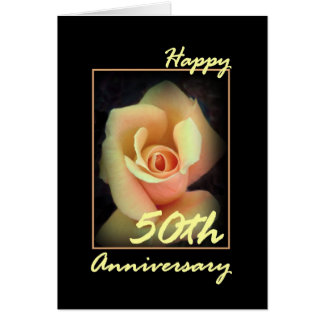 50th Wedding Anniversary Card with Yellow Rosebud