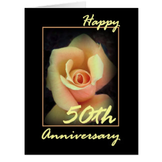 50th Wedding Anniversary Card Yellow Rose LARGE