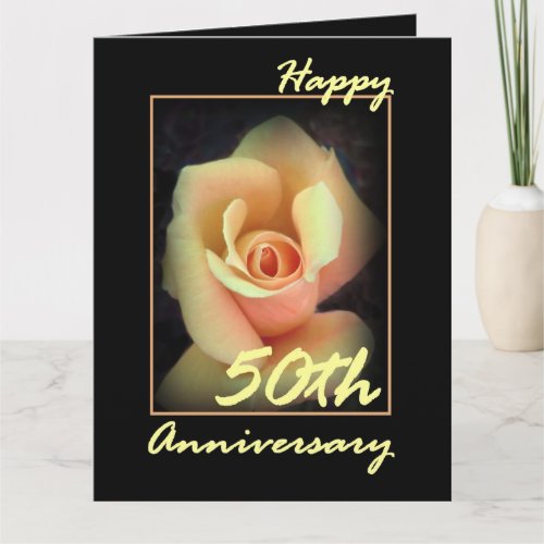 50th Wedding Anniversary Card Yellow Rose LARGE