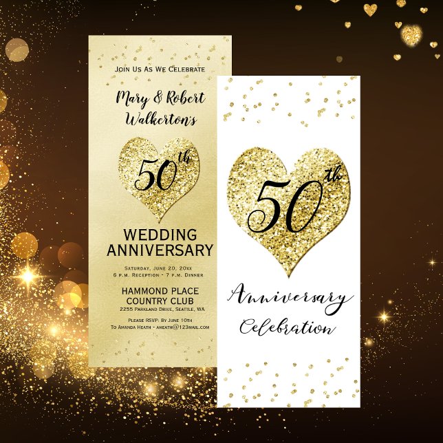 50th Wedding Anniversary Celebration Gold Confetti Invitation (50th Wedding Anniversary Celebration Gold Confetti Invitation)