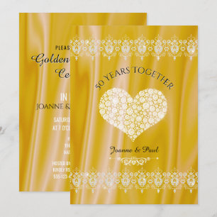 50th Wedding Anniversary Celebration Gold Diamonds Invitation