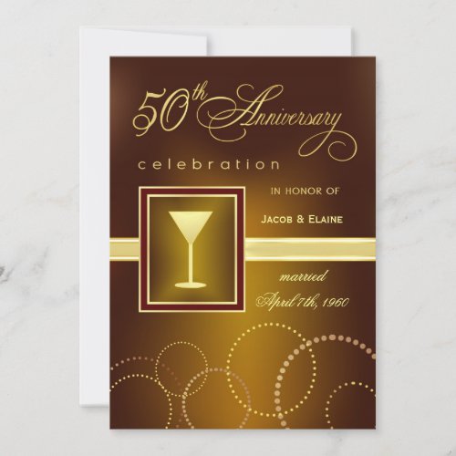 50th Wedding Anniversary Celebration - Modern Personalized Invitations