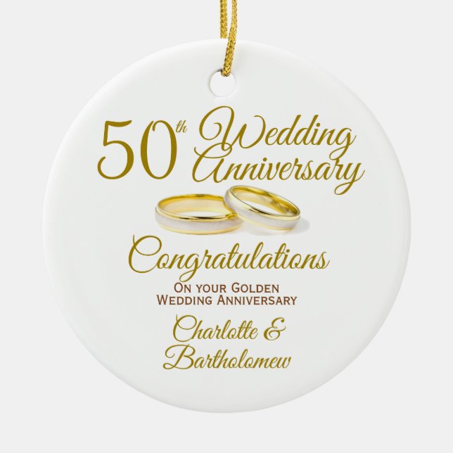 50th Wedding Anniversary Ceramic Ornament (Front)