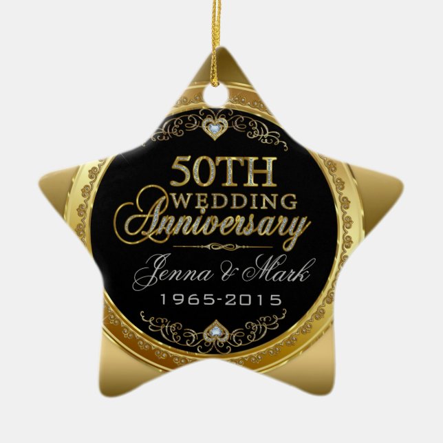 50th Wedding Anniversary Ceramic Ornament (Front)