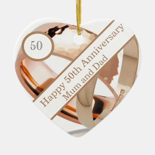 50th Wedding Anniversary  Ceramic Ornament (Front)